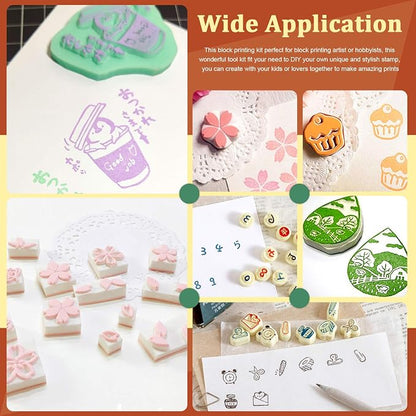 Keadic 24 Pieces Block Printing Starter Tool Kit, Rubber Stamps Making Set - Image 7