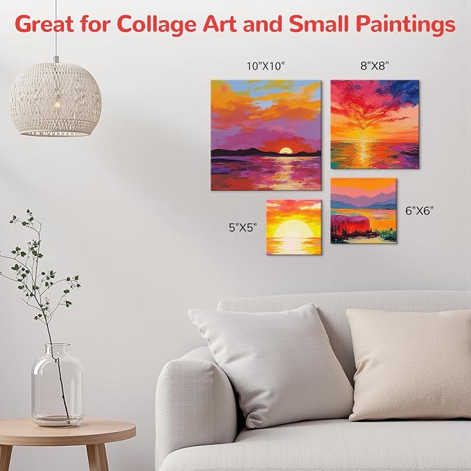 Small Canvas Boards for Kids Painting 56Pcs of 5x5, 10x10 inch Flat Square - Image 7