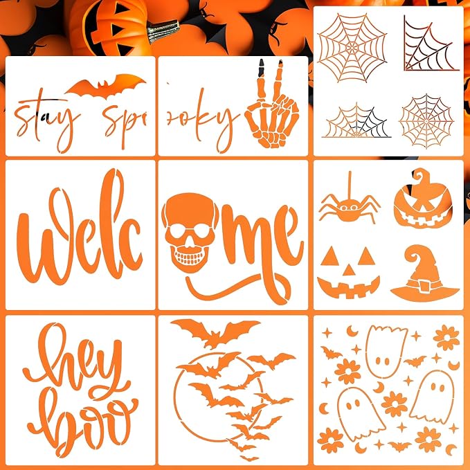 Halloween Stencils for Door Mats Welcome Skeleton Doormat Stencils Boo Spooky by zosylley