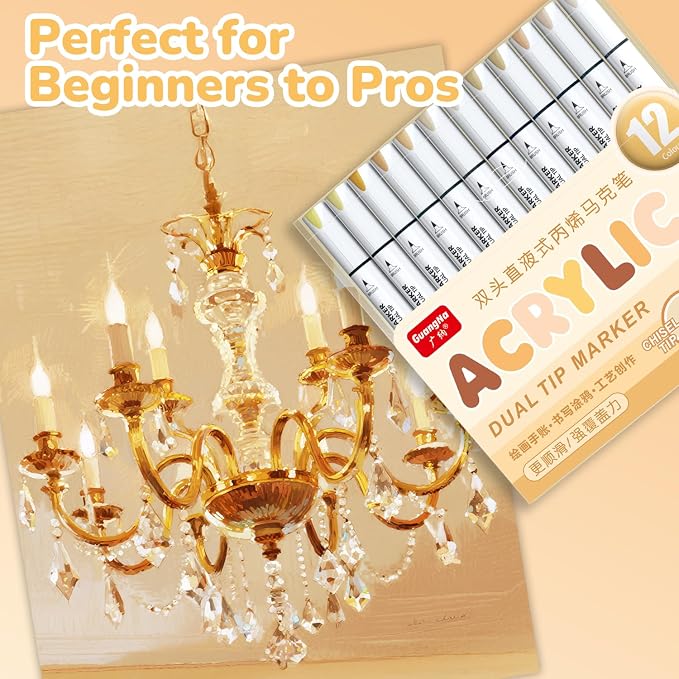 Guangna 12 Skin Tone Dual Tip Acrylic Paint Markers, Brush Tip & Chisel Tip - Image 7