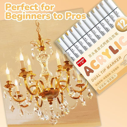 Guangna 12 Skin Tone Dual Tip Acrylic Paint Markers, Brush Tip & Chisel Tip - Image 7