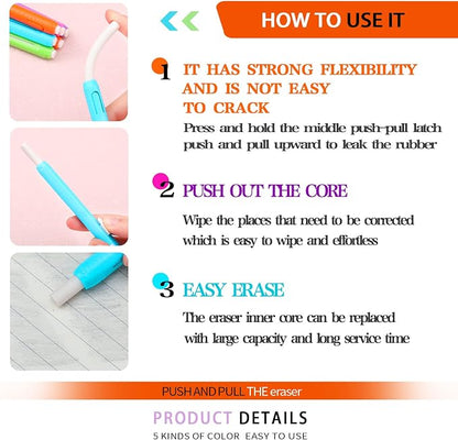 Teling 15 Pcs Retractable Mechanical Eraser Pen, School Pen-Style Erasers - Image 7