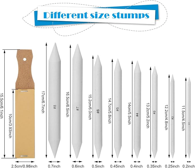 AGPTEK 22 PCS Sketch Drawing Tools, 16 Blending Stumps Set - Image 2