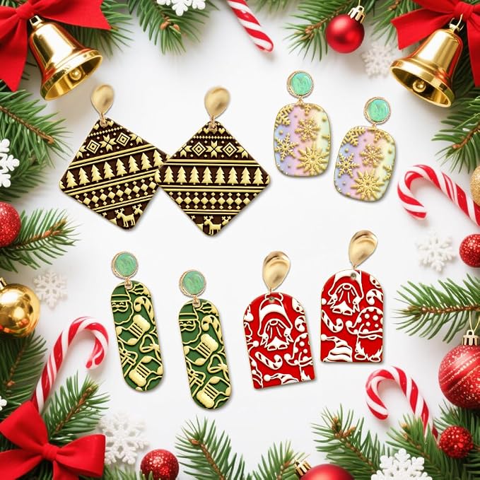 4PCS Christmas Polymer Clay Texture Sheets Set - Image 5