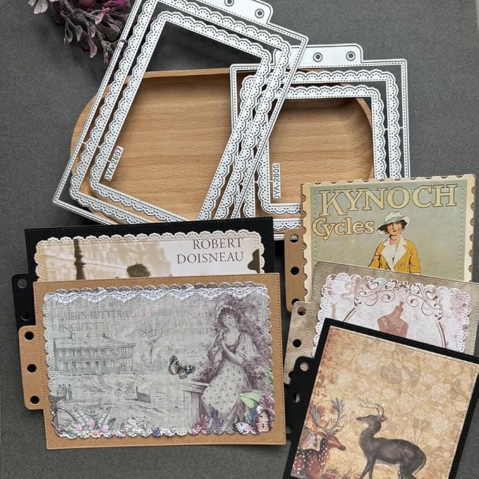 Square Lace Loose-Leaf Cutting Dies, Backgrounds Frame Die Cuts Metal Stencils - Image 6