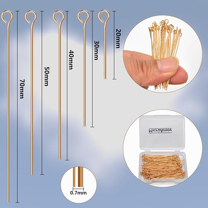 150pcs 18K Gold Filled Eye Pins Non Tarnish Craft Earring Bracelet Jewelry - Image 2