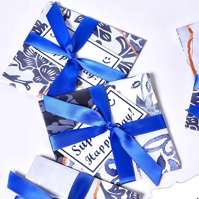 1" x 100 Yards Royal Blue Polyester Satin Ribbon Single Faced Bulk Fabric - Image 3
