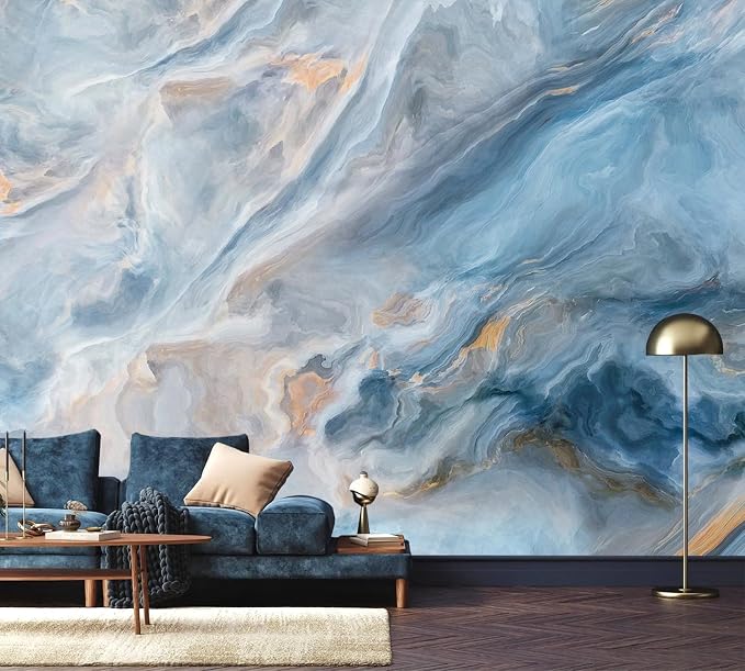 AFZEVEB-Abstract Blue Marble Wallpaper Wall murals by all