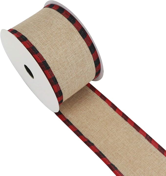MEEDEE Burlap Christmas Ribbon Wired Burlap Ribbon 2.5 Inch 10 Yards Fall by MEEDEE