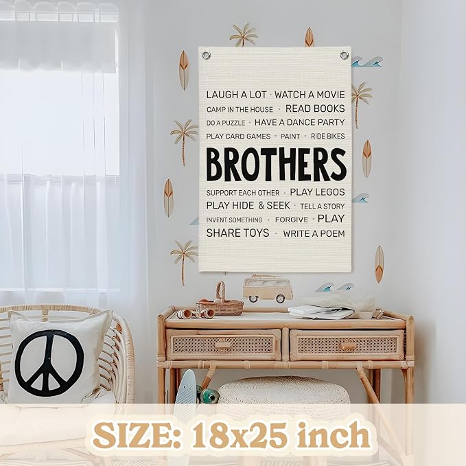Boys Room Decor, Brothers Make The Best Friends Toddler Room Banner, Playroom - Image 2