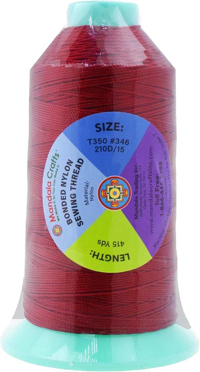 Mandala Crafts Bonded Nylon Thread Maroon Heavy Duty Sewing Threads - Image 3