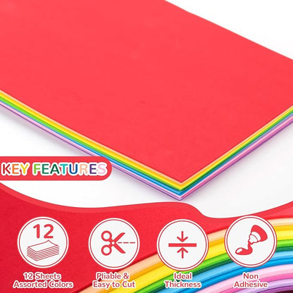 12 Pack Foam Sheets Craft 8 x 12 inch, 12 Colors Eva Foam Paper - Image 4