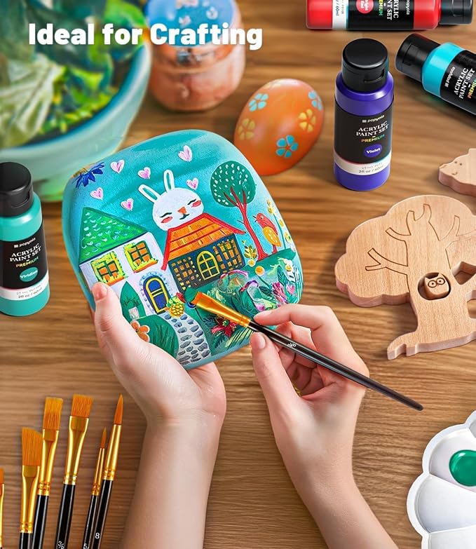 40 PCS Acrylic Paint Set with 12 Brushes, 2 Knives & Palette, 24 Colors Art - Image 8