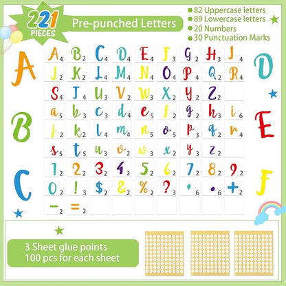 221 Pcs Classroom Bulletin Board Letters Colorful Alphabet Cutouts Number and - Image 2