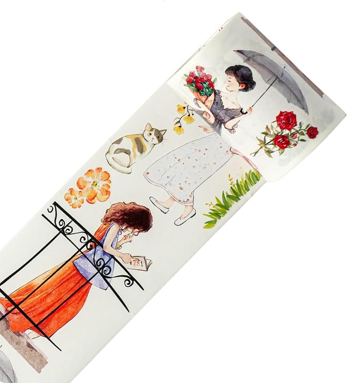 WT Pre-Cut Leisurely Days Washi Tape Roll, Original Designs, Decorative by WTwashitapes