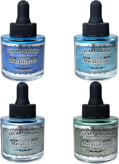 CSY art gallery Metallic Acrylic Ink-Craft Paint-Calligraphy Inks, by CSY+art+gallery