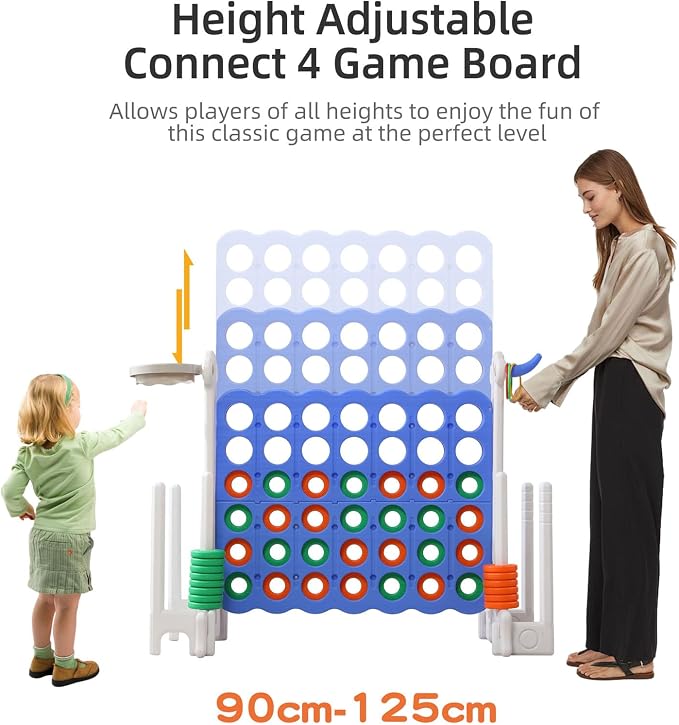 UNICOO® Jumbo 4 in a Row Game | Adjustable Height 4-to-Score Giant Yard Game Set - Image 4