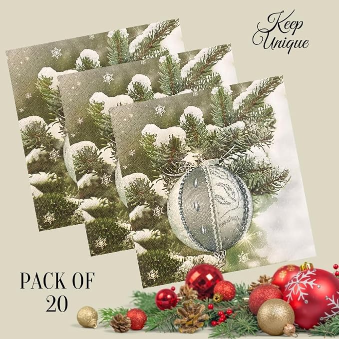 20-ct 13x13 Christmas Paper Decoupage Napkins, 3-Ply Servilletas Tissue Napkin - Image 2