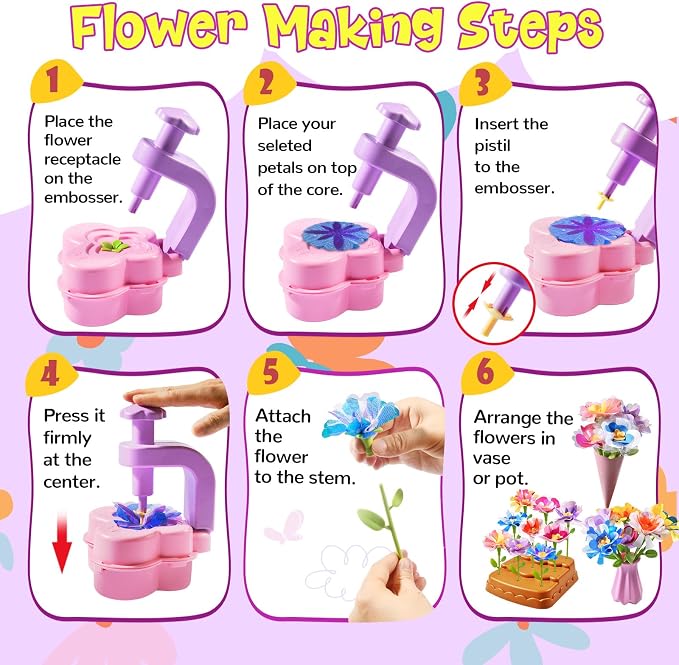 GPPNKC Flower Bouquet Craft Kit DIY Arts and Crafts Toddler Toys Flowers Market - Image 4