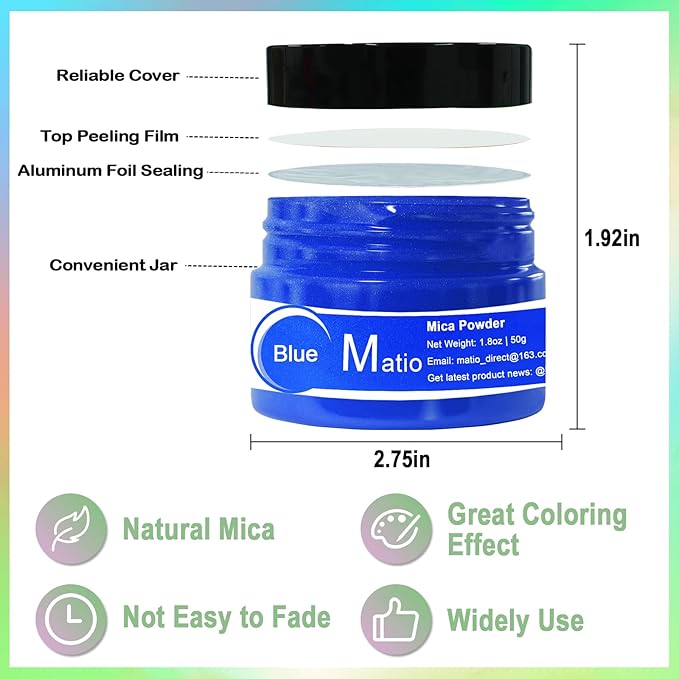 Matio Grey Mica Powder for Epoxy Resin, 1.8oz/ 50g Pearlescent Effect Mica - Image 4