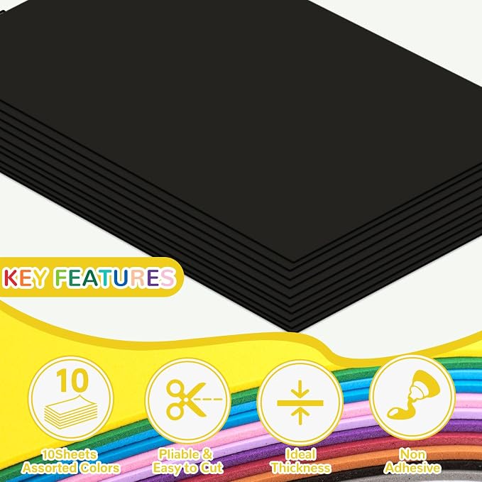 10 Pack Foam Sheets Craft 8 x 12 inch, Eva Color Foam Paper - Image 3