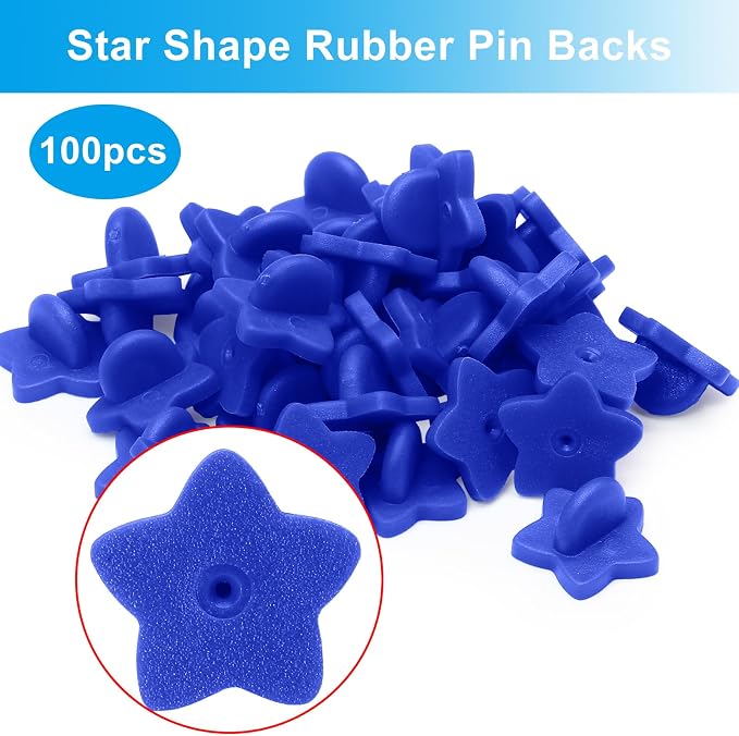 100 Pack Star Shape Rubber Pin Backs, Lapel Pin Backing Locking Pin Keepers - Image 2