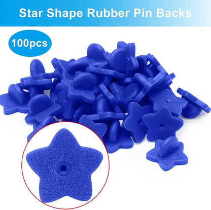 100 Pack Star Shape Rubber Pin Backs, Lapel Pin Backing Locking Pin Keepers - Image 2