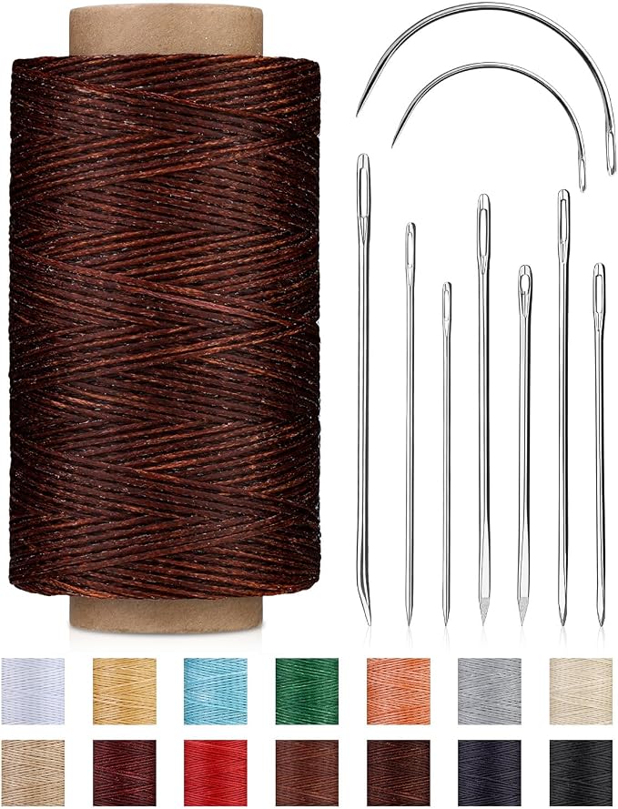 DIUDUS 218 Yards Waxed Leather Thread, Upholstery Thread Heavy Duty, Sewing Kit by Diudus