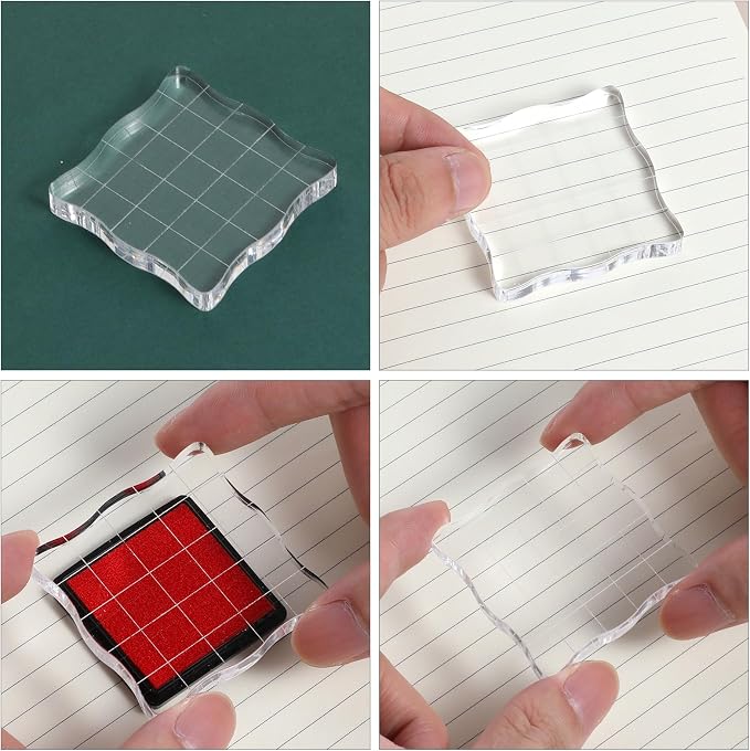 12Pcs Acrylic Stamp Block Clear Stamping Blocks Tools Set Assorted Sizes Stamp - Image 6