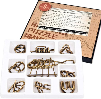 Assorted Ancient Metals Puzzle Brone Color Stress Relief Toys 9 Pack IQ Wire - Image 2
