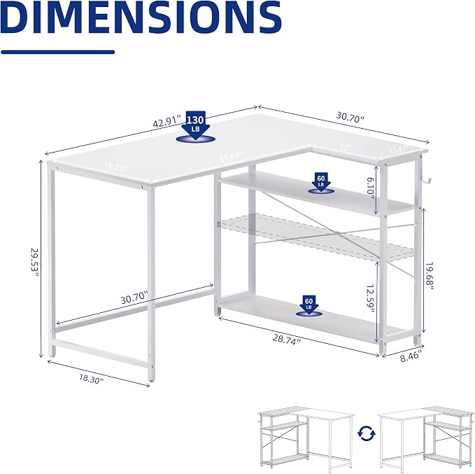 Pamray 43 Inch L Shaped Computer Desk - Image 3