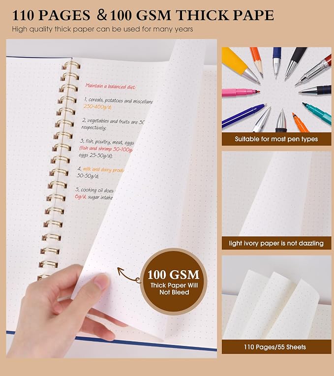 Dotted Notebook, Spiral Notebook Journal 8.5” x 11”, A4 Large Dot Grid Notebooks - Image 4