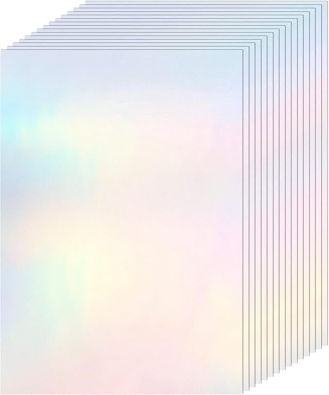 36 Sheets Holographic Sticker Paper Clear A4 Vinyl Sticker Paper Self Adhesive by Clabby