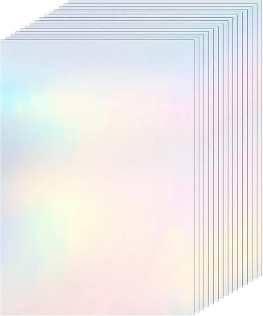 36 Sheets Holographic Sticker Paper Clear A4 Vinyl Sticker Paper Self Adhesive by Clabby