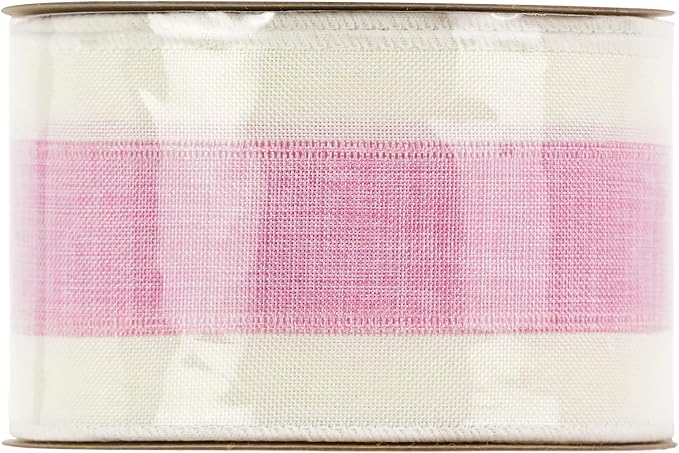 MEEDEE Pink White Stripe Wired Burlap Ribbon - Image 9