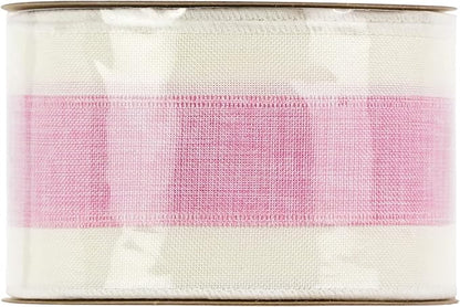 MEEDEE Pink White Stripe Wired Burlap Ribbon - Image 9