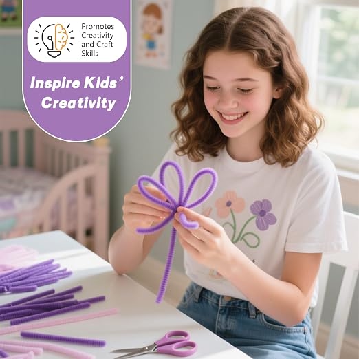 Pipe Cleaners Craft 500PCS 5 Colors Purple Pipe Cleaners Bulk 30CM Limpia Pipas - Image 4