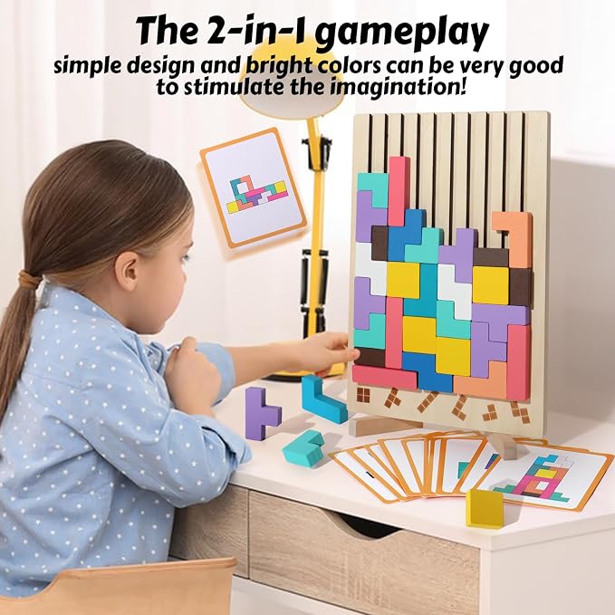 Wooden Russian Blocks Puzzle Brain Teasers Toy Tangram Jigsaw Puzzle - Image 5