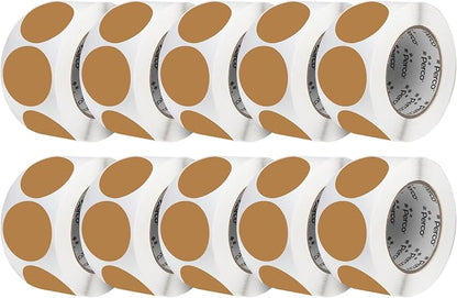 Perco Kraft Brown 3-Inch Perforated Circle Dot Sticker Labels — 10 Rolls by Perco
