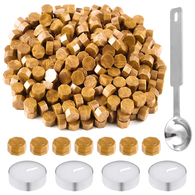 500 Pcs Octagon Sealing Wax Beads Gold Wax Seal Beads by LooksForwardtoSeeingYou
