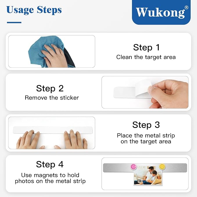Wukong 8 Pack | 30x3cm Magnetic Stainless Silver Boards Strips, Adhesive - Image 4