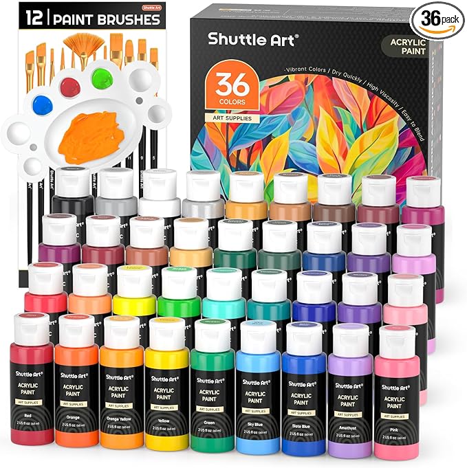 Shuttle Art Acrylic Paint Set, 36 Colors Acrylic Paint by ShuttleArt