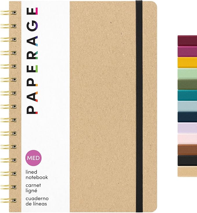 PAPERAGE Lined Spiral Journal Notebook, 160 Pages, Hardcover Journal by PAPERAGE