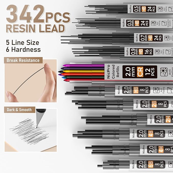 Nicpro 37PCS Gold Art Mechanical Pencil Set - Image 4