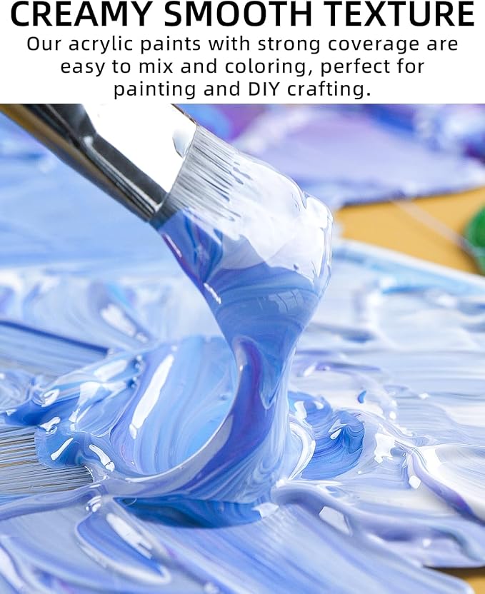 Nicpro 24 Colors Large Bulk Acrylic Paint Set, Rich Pigments Non Toxic - Image 2