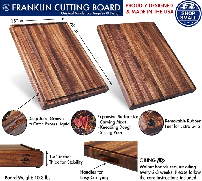 Sonder Los Angeles, Made in USA, Large Thick Edge Grain Walnut Wood Cutting - Image 2