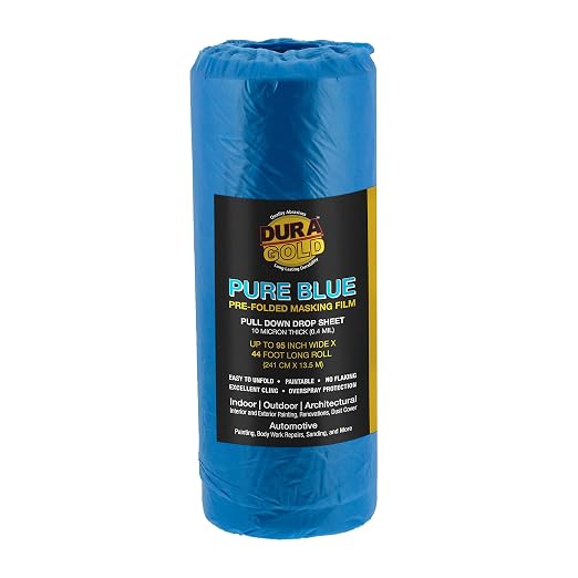 Dura-Gold 95" x 44' Pure Blue Pre-Folded Masking Film by Dura-Gold