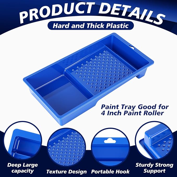 Ripeng 30 Pack 4 Inch Paint Tray Bulk Plastic Paint Roller Tray Small Painting - Image 3