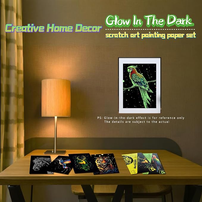 Scratch Paper Art for Adults-Glow in The Dark Scratch Painting Craft Kit|DIY - Image 6