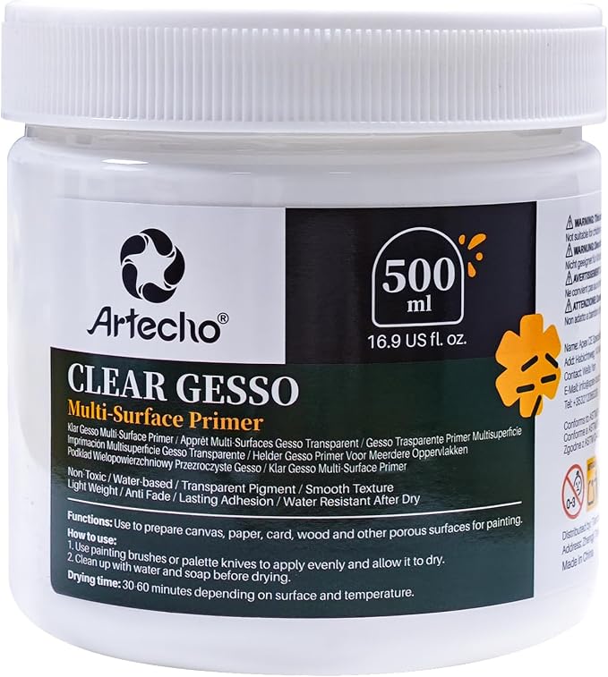 Artecho Clear Gesso 16.9oz / 500ml, Gesso Primer by Artecho